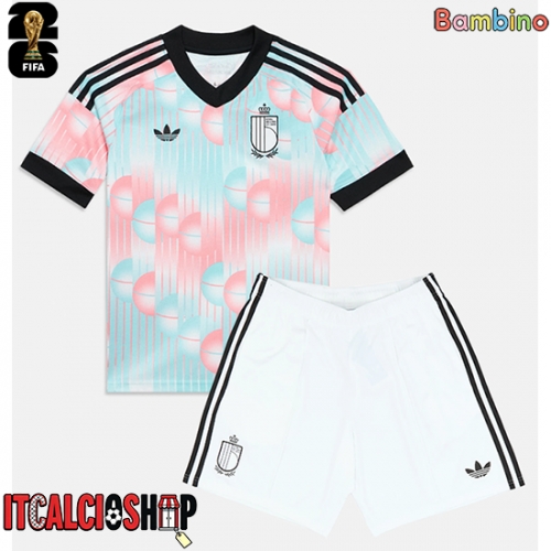 Belgio Diego Moreira #19 Seconda Maglia Bambino Mondiali 2026 Manica Corta (+ Pantaloni corti)